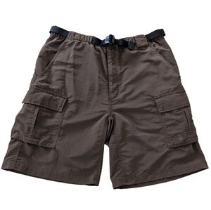 The North Face Men's Lined Belted Nylon Shorts Cargo Brown Size L Hiking Camping